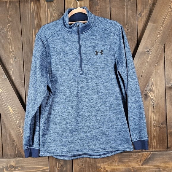 Under Armour Mens  Navy Heathered 1/4 Zip Pull over Medium - Picture 1 of 7